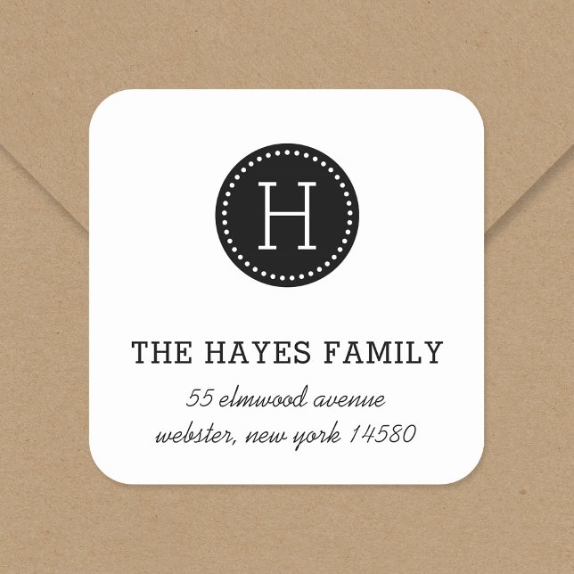 Dotted Circle Family Monogram Address Labels (Creator Uploaded)