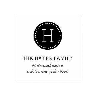 Dotted Circle Family Monogram Address Stamp