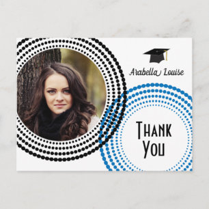 Dotted Circles   Photo Graduation Thank You Postcard