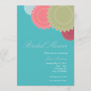 Dotted Flowers - Teal, Pink, Green, Blue Invitation