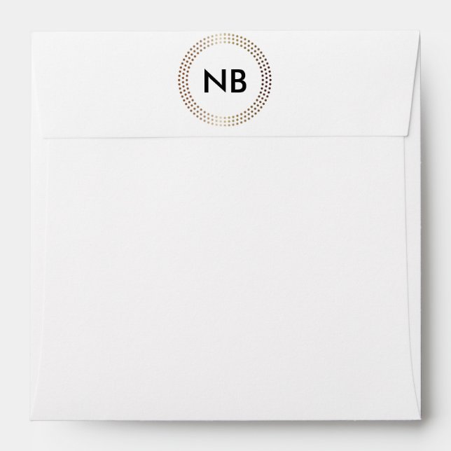 Dotted Gold Circles Modern Dot Invitation Envelope (Back (Top Flap))