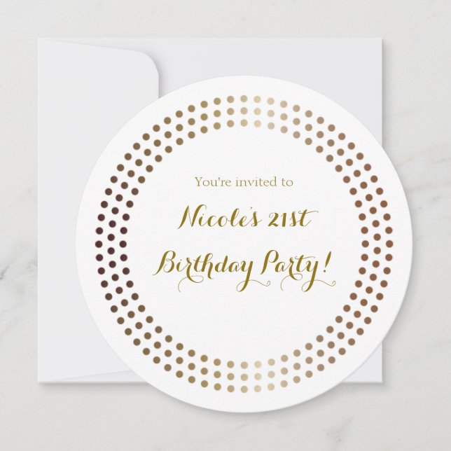 Dotted Gold Circles Modern Dots Glam Invitations (Front)
