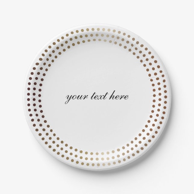 Dotted Gold Circles Modern Dots Party Plates (Front)