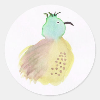 Dotted Green and Yellow Bird Classic Round Sticker