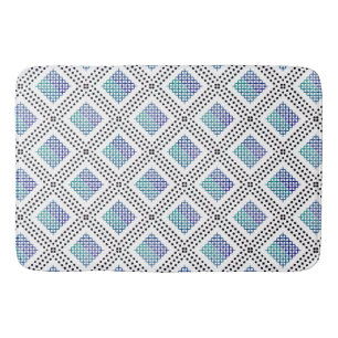 Dotted Grid: Repetitive Blue green Black Bath Mat
