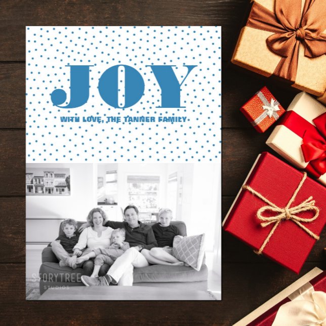 Dotted Joy Holiday Photo Card | Blue (Dotted Joy Holiday Photo Card - Blue)