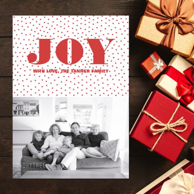 Dotted Joy Holiday Photo Card | Red (Dotted Joy Holiday Photo Card - Red)