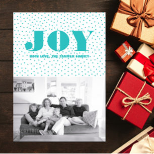 Dotted Joy Holiday Photo Card   Turquoise
