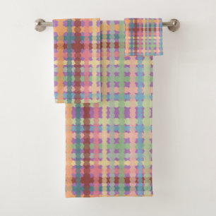 Dotted Pastel Plaid Pattern  Bath Towel Set