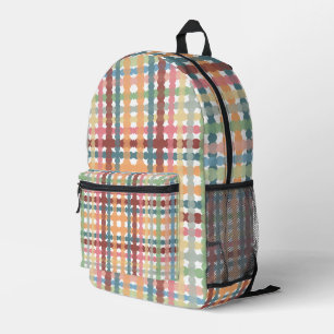 Dotted Pastel Plaid Pattern  Printed Backpack