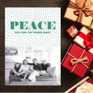 Dotted Peace Holiday Photo Card   Green
