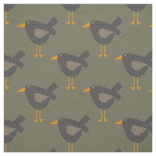 Dotted Prim Black Crows on Dark Green Brown Fabric