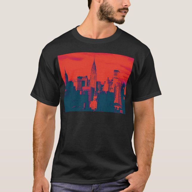 Dotted Red Retro Style Pop Art New York City T-Shirt (Front)