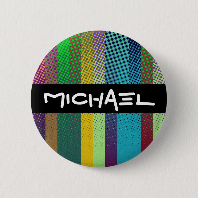 Dotted Stripes Pattern coloured + your ideas 6 Cm Round Badge (Front)