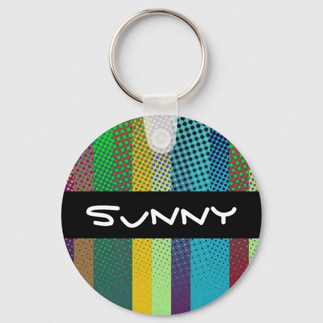 Dotted Stripes Pattern coloured + your ideas Key Ring (Front)