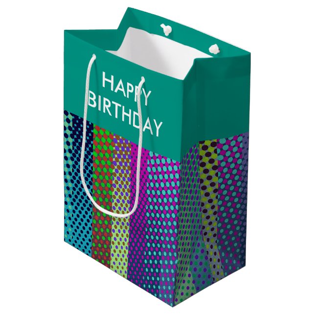 Dotted Stripes Pattern coloured + your ideas Medium Gift Bag (Front Angled)
