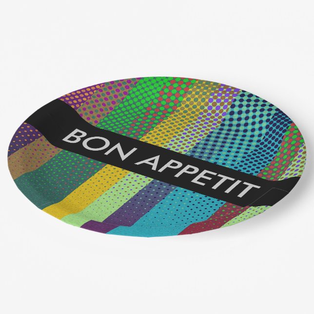 Dotted Stripes Pattern coloured + your ideas Paper Plate (Angled)