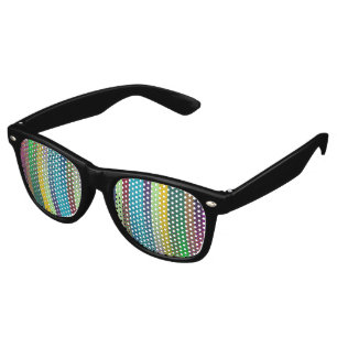 Dotted Stripes Pattern coloured + your ideas Retro Sunglasses