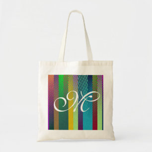 Dotted Stripes Pattern coloured + your monogram Tote Bag