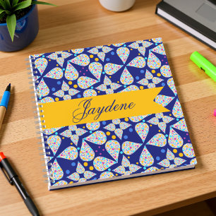 Dotted Tear Drops On A Navy Background Notebook