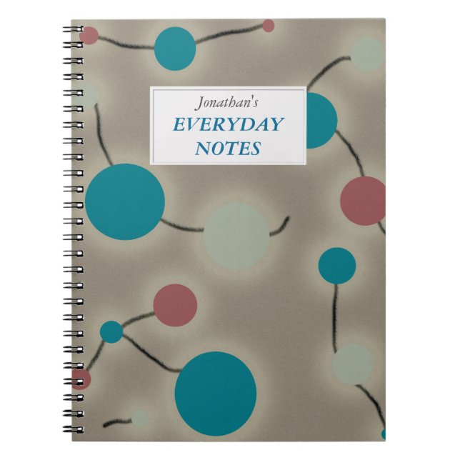 Dotted Universe Grey with Text Label Spiral Notebook (Front)