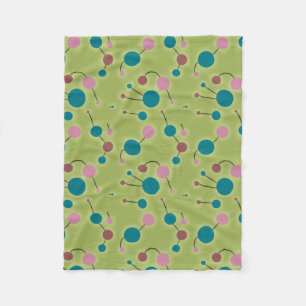 Dotted Universe Retro Green Fleece Blanket