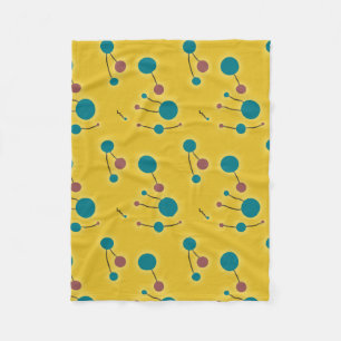 Dotted Universe Retro Yellow Fleece Blanket