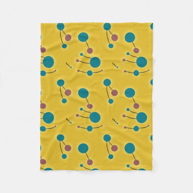 Dotted Universe Retro Yellow Fleece Blanket (Front)