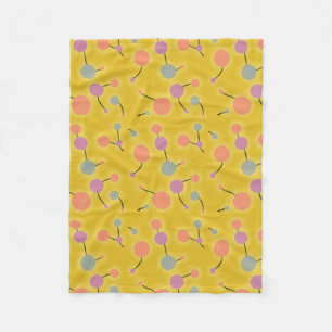 Dotted Universe Retro Yellow Fleece Blanket