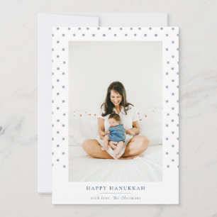 Dotted Watercolor Frame Hanukkah Photo Holiday Card