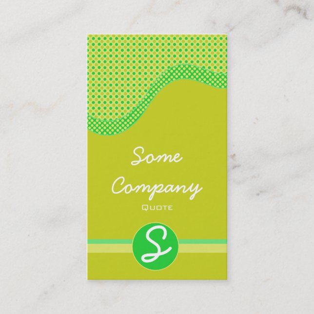 Dotted Wave Monogram Collection (Green) Business Card (Front)