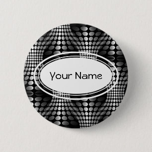 Dotted Waves Wallpaper black & white 6 Cm Round Badge