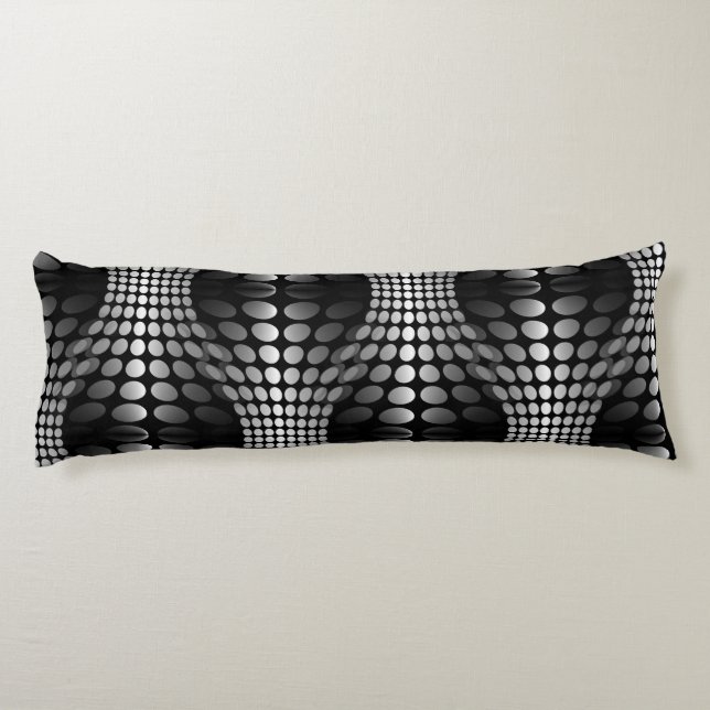 Dotted Waves Wallpaper black & white Body Cushion (Back)