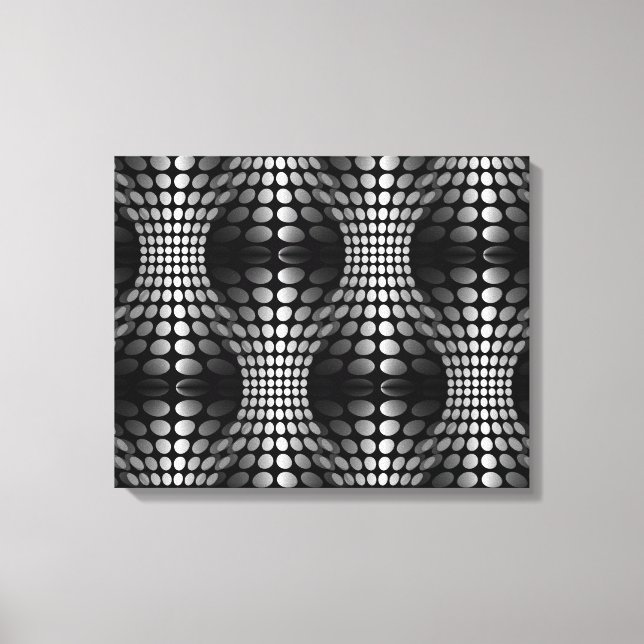 Dotted Waves Wallpaper black & white Canvas Print (Front)