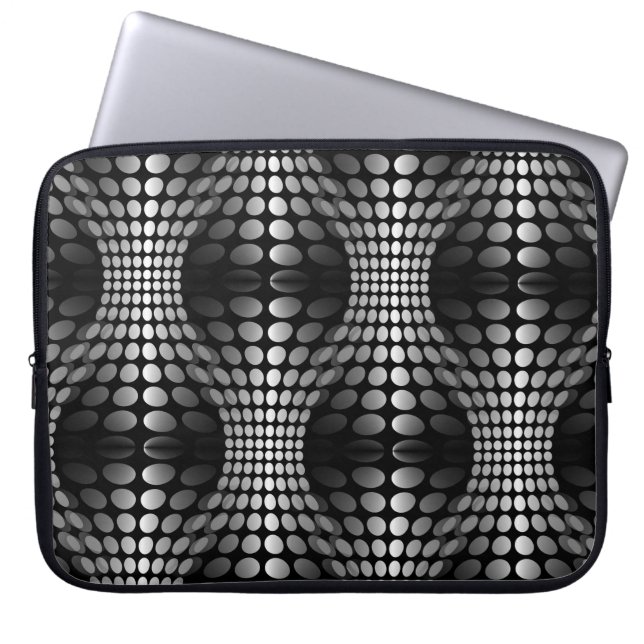 Dotted Waves Wallpaper black & white Laptop Sleeve (Front)