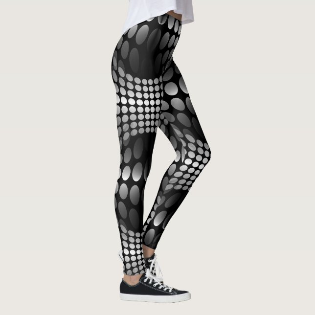 Dotted Waves - Wallpaper black & white Leggings (Right)