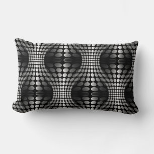 Dotted Waves Wallpaper black & white Lumbar Cushion