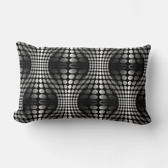 Dotted Waves Wallpaper black & white Lumbar Cushion (Front)
