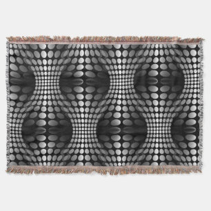Dotted Waves Wallpaper black & white Throw Blanket