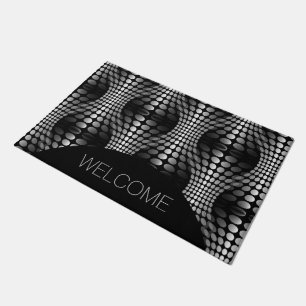 Dotted Waves Wallpaper black & white + your ideas Doormat