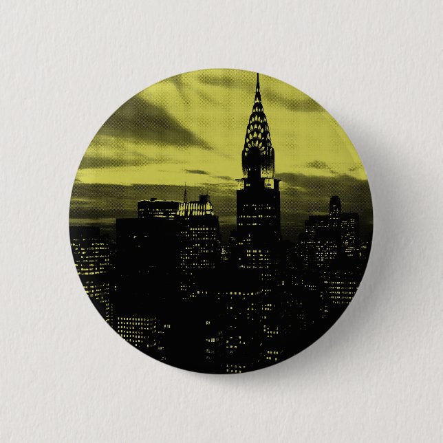 Dotted Yellow Black New York City 6 Cm Round Badge (Front)