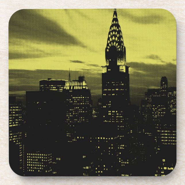 Dotted Yellow Black New York City Coaster (Front)