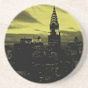 Dotted Yellow Black New York City Coaster
