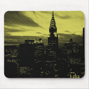 Dotted Yellow Black New York City Mouse Pad