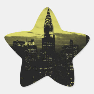 Dotted Yellow Black New York City Star Sticker