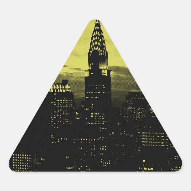 Dotted Yellow Black New York City Triangle Sticker (Front)