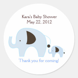 Dottie Elephant Blue Baby Shower Favour Sticker