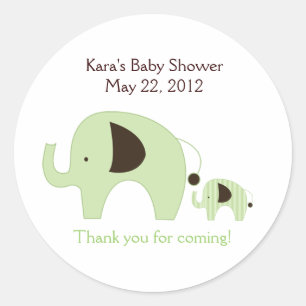 Dottie Elephant Green Baby Shower Favour Sticker