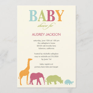 Dotty Animals Baby Shower Invitation - Pink