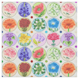 Dotty Birth Flower and Gem Fabric